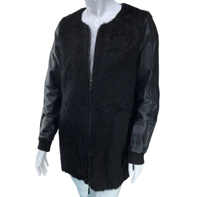 Женская кожаная куртка Eileen Fisher Project размер S шерсть альпака на молнии - Изображение 1 из 4