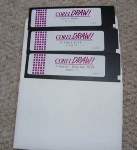 RARE VINTAGE IBM PC SOFTWARE - COREL DRAW v1.2 on 3 x 5.25" FLOPPY DISCS - Bild 1 von 1