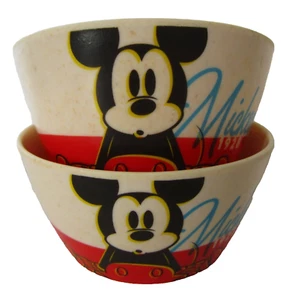 2 Disney Mickey Mouse 1928 Bowls Snack Fruit Nut Desert Plastic Food Kid Toddler - Picture 1 of 9