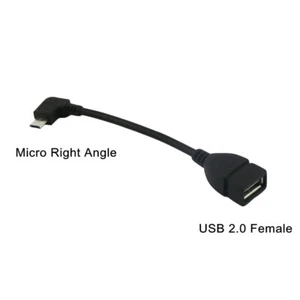 1x Micro 5 pin Male Right Angle to USB 2.0 A Female Host OTG Data Adapter Cable - Picture 1 of 6