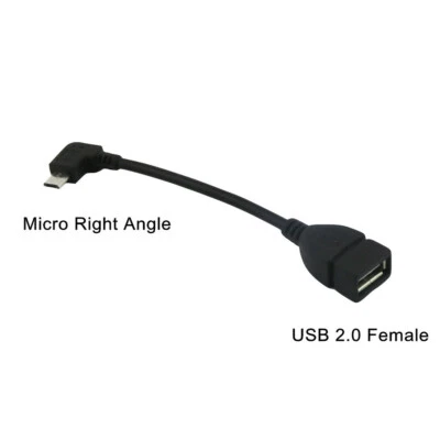 1x Micro 5 pin Male Right Angle to USB 2.0 A Female Host OTG Data Adapter Cable - Image 1 of 4