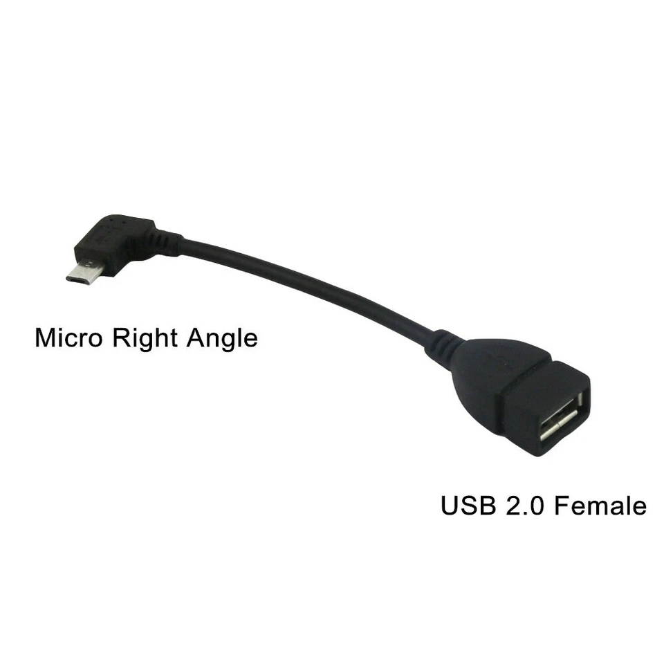 1x Micro 5 pin Male Right Angle to USB 2.0 A Female Host OTG Data Adapter Cable - Image 1 of 1