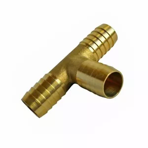 T Brass 3 way Hose Joiner Barbed Connector Air Fuel Water Pipe Tubing - Picture 1 of 4