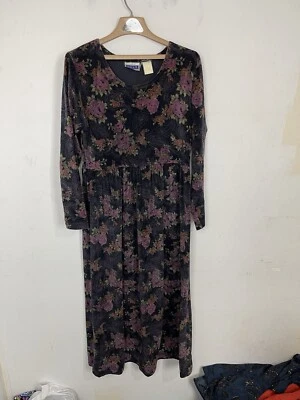 Vestido para mujer Erika & Co 8 púrpura Renn Faire Cottage oscuro floral campesino terciopelo Foto 1 de 4