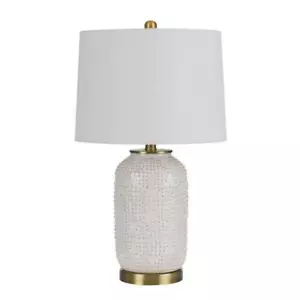 CAL Lighting Table Lamp 24" Indoor Round 1 Light Bedroom Bedside Plug-In Ivory - Picture 1 of 2