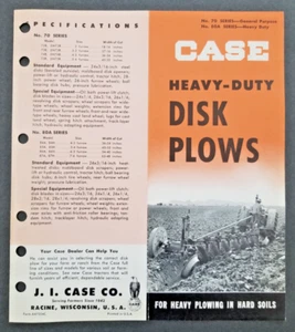 Case Model 70 and 80A Series Heavy Duty Disk Plows Dealer Sales Brochure - 1954 - Picture 1 of 3