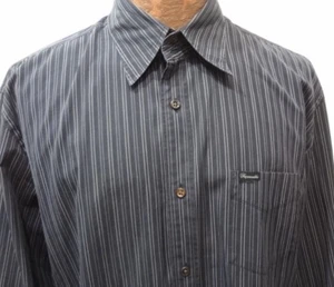 Camisa Faconnable L Azul Rayas Manga Larga Algodón Hecha en Turquía - Imagen 1 de 4
