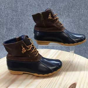 Sperry Shoes Womens 8 Top Sider Saltwater Duck Rain Boot STS91175 Brown Blue - Picture 1 of 19