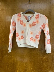 Kids "RSQ: peach, ivory orange 4 button cropped cardigan. Size Med.10-12 - Picture 1 of 2