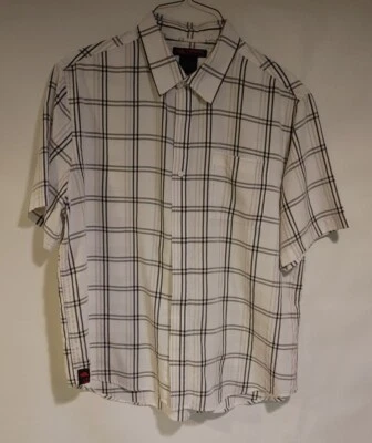 Hawk White Plaid Shirt  Short Sleeve  Single Pocket Men's Large - Image 1 of 4