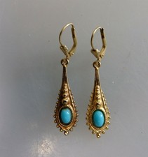 Paar Ohrringe mit Türkis Perle im Viktorianischen Stil (60224)