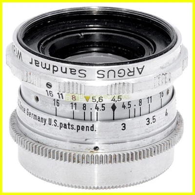 Argus Sandmar Wide Angle 35mm. f4.5 Silver. Screw Lens for M33 Mount - Image 1 of 4