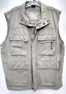 COLUMBIA ZIP FRONT SLEEVELESS CARGO VEST SZ XL, BEIGE - Picture 1 of 8
