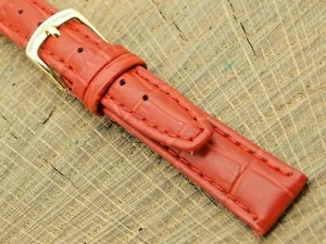 Vintage Hadley Roma NOS Crocodile Grain Gold Tone Buckle Watch Band Unused 14mm - Picture 1 of 6