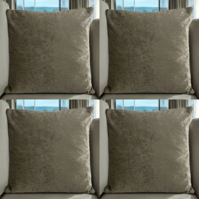 Set of 4 - Cushion Covers Champagne Brown Plain 18X18" 45X45cm Elegant Design - Image 1 of 4