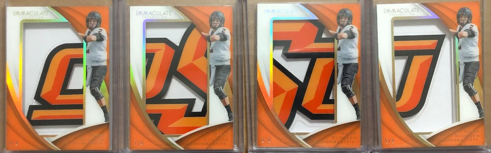 (4 cards) 2018 Mason Rudolph Immaculate Rookie Oklahoma St Helmet Logo set RC - Image 1 of 4
