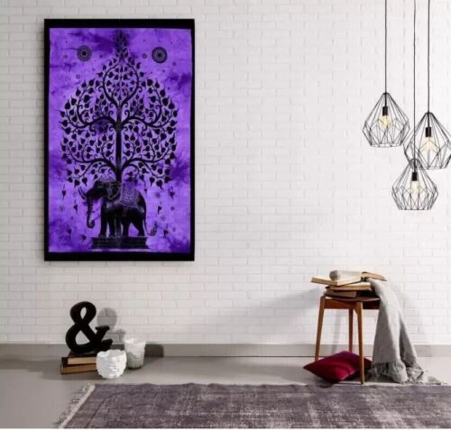 Tapiz árbol elefante Hippie arte de la pared decoración del hogar colgante...