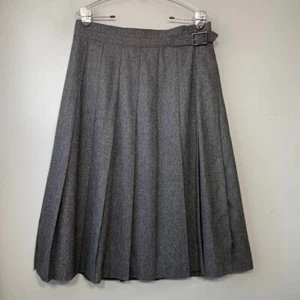 Gonna a dondolo midi plissettata in lana grigia Gap taglia 10 tweed accademia scuro ufficio kilt - Foto 1 di 10