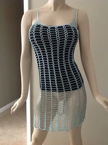 Arden B Light Blue Open Weave Crochet Knit Tunic Top Size M - Picture 1 of 7