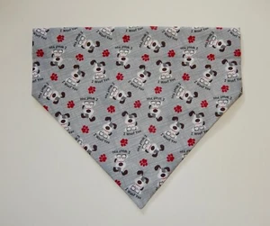 "I WOOF YOU" DOGS & PAWS ON GREY BACKGROUND DOG SCARF/BANDANA--S, M, L - Picture 1 of 3