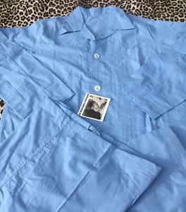 PIJAMA HOMBRE HOSPITAL EJÉRCITO FRANCÉS AÑOS 40~ALGODÓN AZUL~ESTAMPADO~HECHO EN FRANCIA~NUEVO~L - Imagen 1 de 18