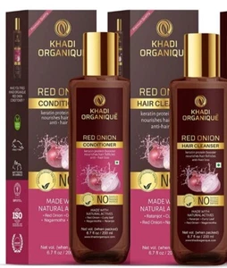 KHADI ORGANIQUE RED ONION HAIR CLEANSER & CONDITIONER COMBO PACK 200mk+ 200ml - Picture 1 of 4