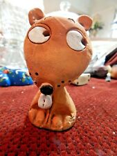 Painted Small Clay Pottery Terracotta  Dog Figurine/ 4.25",comical face/signed