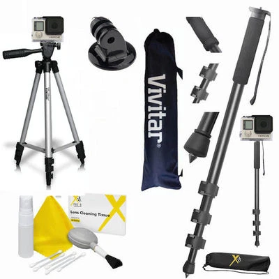 Pro 72" MONOPOD + 50" VIVITAR TRIPOD + FOR GOPRO HERO4 SILVER EDITION FAST SHIP - Image 1 of 4
