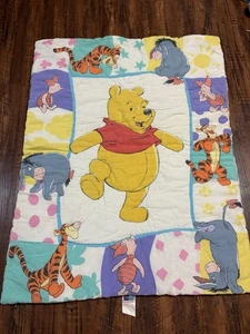 Vintage 90’s Disney Winnie The Pooh Quilt Krippe Decke Patchwork Reversible - Bild 1 von 7