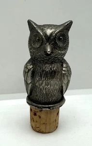 Tapón de botella de vino vintage de búho peltre corcho - Imagen 1 de 5