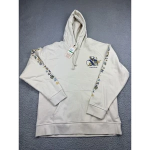 Scotch & Soda Hoodie Floral Embroidered Pullover Sweater Mens Large Beige New - Picture 1 of 9