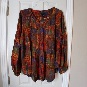 Intro Damen XL Langarm Bluse Shirt Kariert Knöpfe Lagenlook - Bild 1 von 6