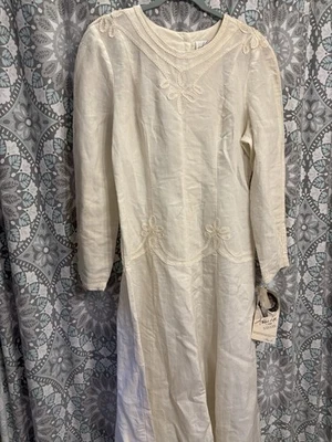 Nuevo con etiquetas Vestido Vintage Kathie Lee For Plaza South Lino Talla 10 Marfil Foto 1 de 4