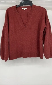 Madewell Womens Red Wool Blend V-Neck Long Sleeve Knit Pullover Sweater Size M - Picture 1 of 6