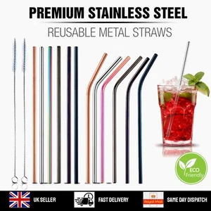 Metal Straws Reusable Mix Color Stainless Steel Drinks Straws Party Eco-Friendly - Picture 1 of 7