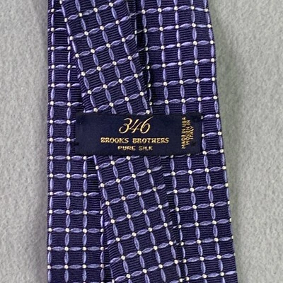 Brooks Brothers 346 领带丝绸海军蓝格子花朵美国制造 — 第 1/4 张图片