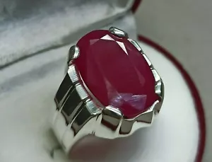 Oval Cut Dark Red Ruby Mens Ring Sterling Silver 925 Roby Handmade Yaqoot Ring - Picture 1 of 12