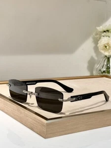Chrome Hearts DEEP II Sunglasses Black Silver Rimless Square - Picture 1 of 2