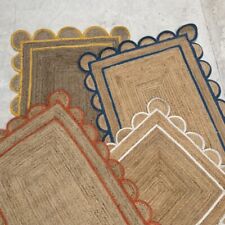 Rectangle Jute rugs with scallop edge and coloured frame  Size:120cm x 180cm