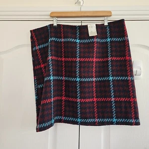 TU Tweed Dogtooth Check A-Line Mini Skirt UK 22 Multi Preppy Plaid Autumn - Picture 1 of 12