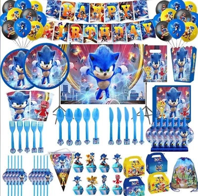 129pc New Sonic the Hedgehog Party Supplies Balloons Kids Birthday Decorations - image 1 of 3