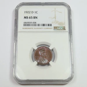 1922 D NGC MS65 BN BROWN - Lincoln Penny Cent 1c US Coin #47707A - Picture 1 of 2