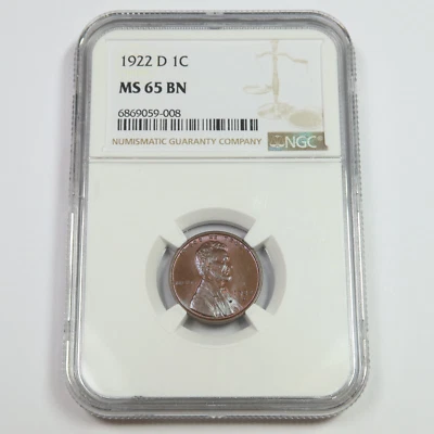 1922 D NGC MS65 BN BROWN - Lincoln Penny Cent 1c US Coin #47707A - Image 1 of 3