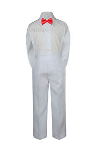 3pc Shirt White Pants Bow Tie Set Baby Toddler Kids Boys Wedding Formal Suit S-7