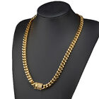 Hip Hop Gold Plated 12mm Miami Cuban Chain Mens Stainless Steel Necklace Gift