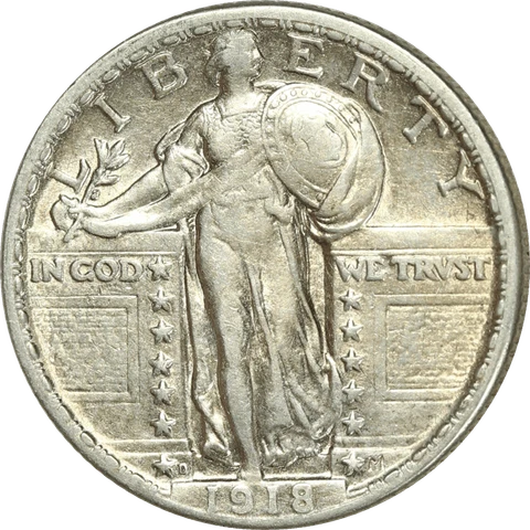 1918-D Standing Liberty Quarter 25c, Raw Ungraded Coin Cover