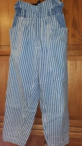 Vintage 80er Damen gestreifte Jeans mittelelastisch hochtailliert Gürtelschlaufen - Bild 1 von 2