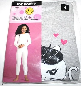 Joe Boxer Girls' White/Gray/Black/Pink/Multi Thermal Underwear Shirt & Pant Set - Picture 1 of 8