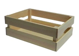 Wooden Crate - Unpainted Pine Wood Storage Box DIY small size 33 x 22 x 14 cm - Picture 1 of 6