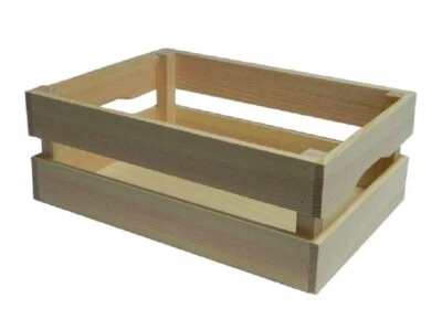 Wooden Crate - Unpainted Pine Wood Storage Box DIY small size 33 x 22 x 14 cm - Image 1 of 4